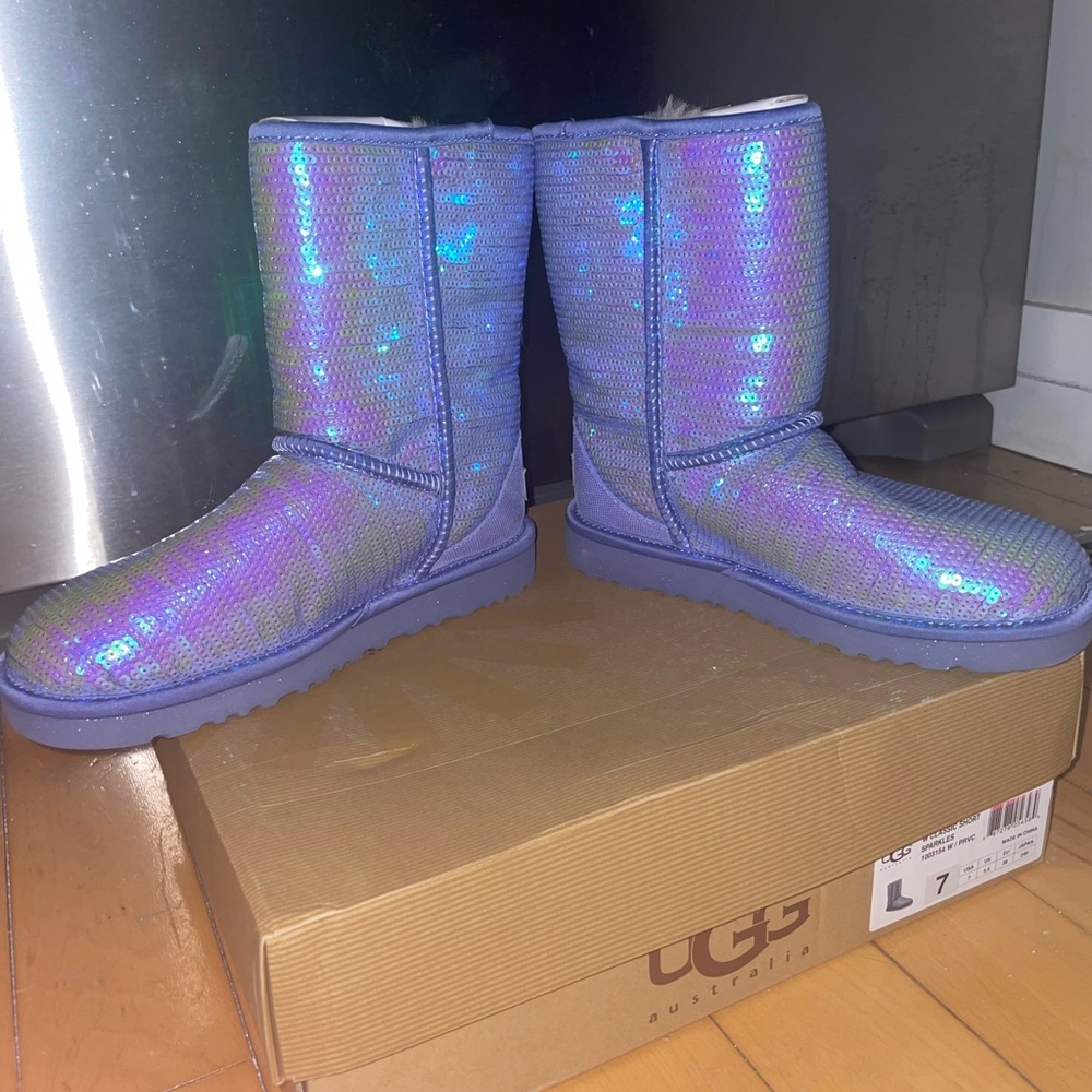 Ugg purple sequin classic short boots